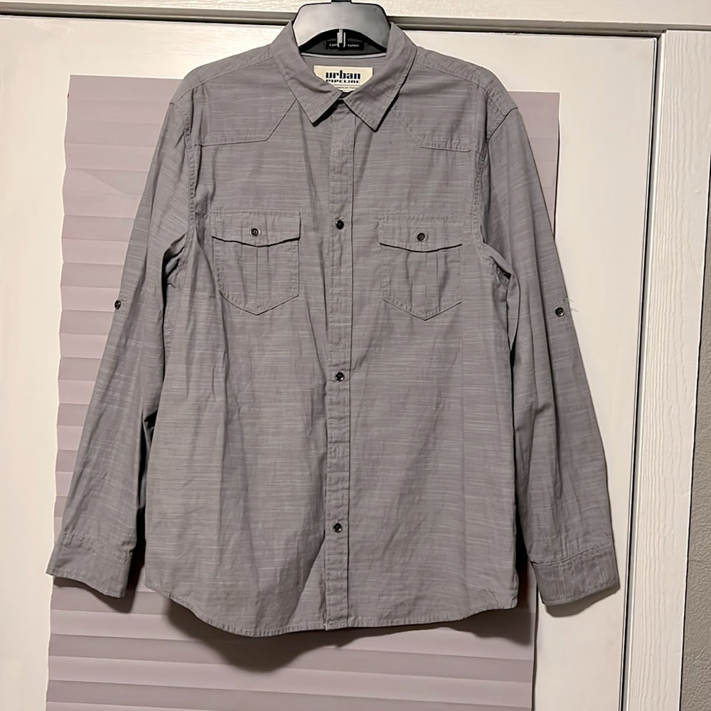 Urban Pipeline Light Grey Button-up - Large